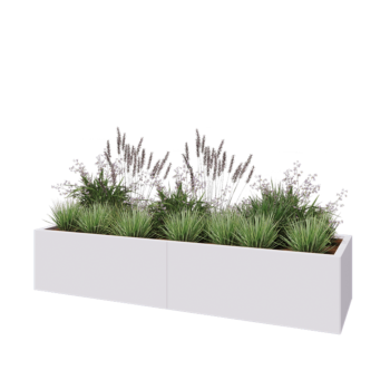 Steel planter XXL - Rectangle - 200 x 60 x 40 cm - RAL9005 matt (white) - With bottom plate