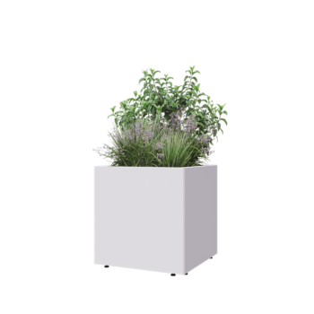 Steel planter - Square - 60 x 60 x 60 cm - RAL9005 matt (white) - With bottom plate - With legs