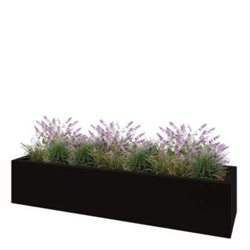 Fibreglass planter - Rectangle - 200 x 50 x 40 cm - RAL9005 matt (black) - With bottom
