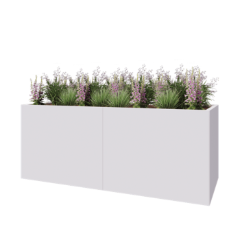 Steel planter XXL - Rectangle - 200 x 80 x 80 cm - RAL9005 matt (white) - With bottom plate