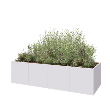 Steel planter XXL - Rectangle - 320 x 100 x 80 cm - RAL9005 matt (white) - Without bottom plate