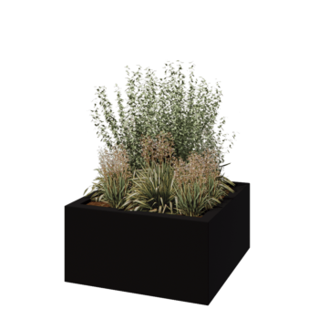 Fibreglass planter - Square - 120 x 120 x 60 cm - RAL9005 matt (black) - With bottom