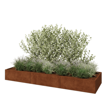 Corten steel planter XXL - Rectangle - 360 x 100 x 40 cm - Without bottom plate