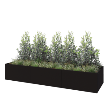 Steel planter XXL - Rectangle - 360 x 100 x 60 cm - RAL9005 matt (black) - Without bottom plate
