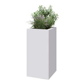 Fibreglass planter - Square - 50 x 50 x 100 cm - RAL9010 matt (white) - With bottom