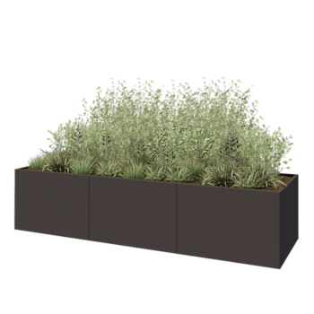 Steel planter XXL - Rectangle - 360 x 100 x 80 cm - RAL7016 matt (anthracite grey) - Without bottom plate