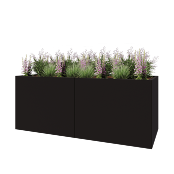 Steel planter XXL - Rectangle - 200 x 80 x 80 cm - RAL9005 matt (black) - With bottom plate