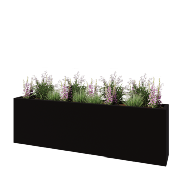 Fibreglass planter - Rectangle - 200 x 30 x 60 cm - RAL9005 matt (black) - With bottom