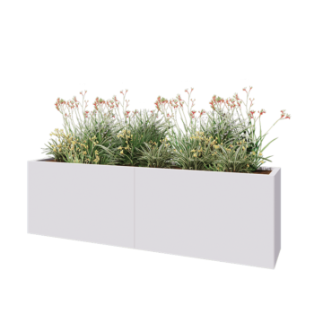 Steel planter XXL - Rectangle - 200 x 40 x 60 cm - RAL9005 matt (white) - With bottom plate
