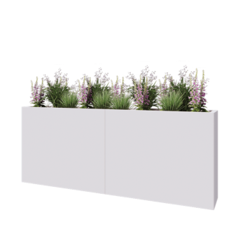 Steel planter XXL - Rectangle - 200 x 30 x 80 cm - RAL9005 matt (white) - With bottom plate