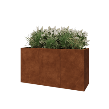 Corten steel planter XXL - Rectangle - 150 x 50 x 80 cm - With bottom plate