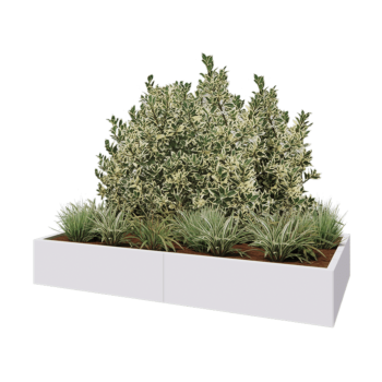 Steel planter XXL - Rectangle - 200 x 100 x 30 cm - RAL9005 matt (white) - With bottom plate