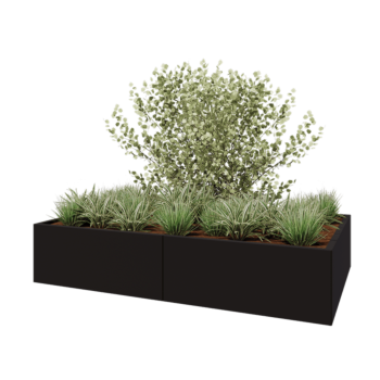 Steel planter XXL - Rectangle - 200 x 120 x 40 cm - RAL9005 matt (black) - Without bottom plate