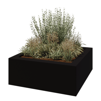 Fibreglass planter - Square - 160 x 160 x 60 cm - RAL9005 matt (black) - With bottom