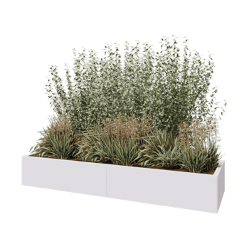 Steel planter XXL - Rectangle - 200 x 60 x 30 cm - RAL9005 matt (white) - Without bottom plate