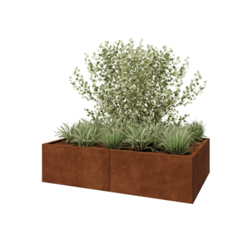 Corten steel planter XXL - Rectangle - 160 x 100 x 40 cm - With bottom plate