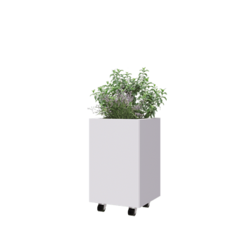 Steel planter - Square - 40 x 40 x 60 cm - RAL9005 matt (white) - With bottom plate - With wheels