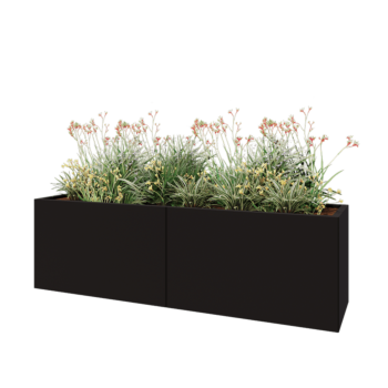 Steel planter XXL - Rectangle - 200 x 50 x 60 cm - RAL9005 matt (black) - Without bottom plate