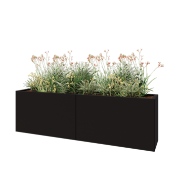 Steel planter XXL - Rectangle - 200 x 40 x 60 cm - RAL9005 matt (black) - Without bottom plate