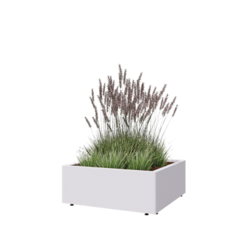 Steel planter - Square - 80 x 80 x 30 cm - RAL9005 matt (white) - With bottom plate - With legs