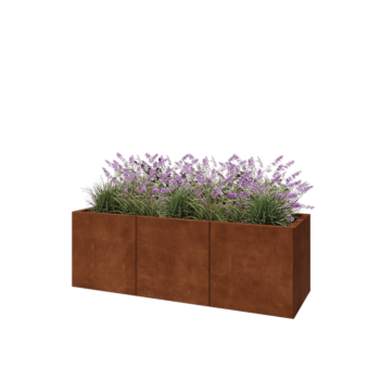 Corten steel planter XXL - Rectangle - 150 x 50 x 50 cm - With bottom plate