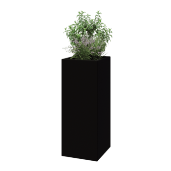 Fibreglass planter - Square - 40 x 40 x 100 cm - RAL9005 matt (black) - With bottom