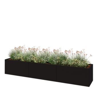 Steel planter XXL - Rectangle - 360 x 60 x 60 cm - RAL9005 matt (black) - Without bottom plate