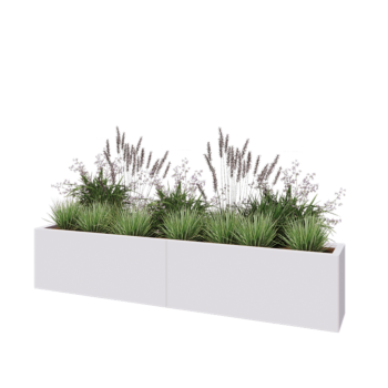 Steel planter XXL - Rectangle - 200 x 30 x 40 cm - RAL9005 matt (white) - Without bottom plate