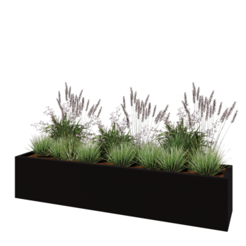 Fibreglass planter - Rectangle - 200 x 40 x 40 cm - RAL9005 matt (black) - With bottom