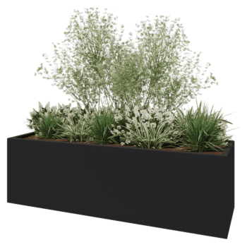 Fibreglass planter - Rectangle - 200 x 60 x 60 cm - RAL7021 matt (black grey) - With bottom