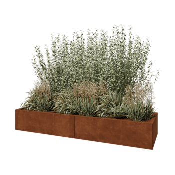 Corten steel planter XXL - Rectangle - 200 x 60 x 30 cm - Without bottom plate
