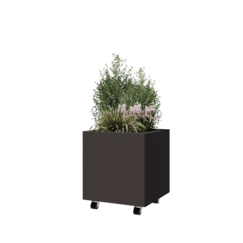 Steel planter - Square - 50 x 50 x 50 cm - Other RAL colour - With bottom plate - With wheels