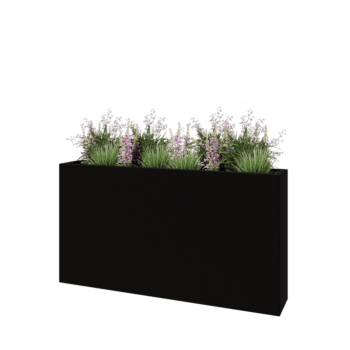 Fibreglass planter - Rectangle - 150 x 25 x 80 cm - RAL9005 matt (black) - With bottom