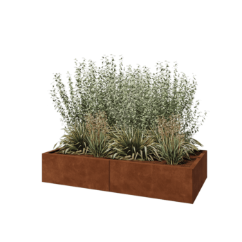 Corten steel planter XXL - Rectangle - 160 x 80 x 30 cm - Without bottom plate
