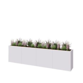 Steel planter XXL - Rectangle - 320 x 40 x 80 cm - RAL9005 matt (white) - Without bottom plate
