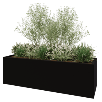 Fibreglass planter - Rectangle - 200 x 60 x 60 cm - RAL9005 matt (black) - With bottom