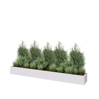 Steel planter XXL - Rectangle - 320 x 40 x 30 cm - RAL9005 matt (white) - Without bottom plate
