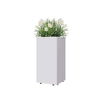 Steel planter - Square - 40 x 40 x 80 cm - RAL9005 matt (white) - With bottom plate - With legs