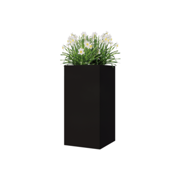 Steel planter - Square - 40 x 40 x 80 cm - RAL9005 matt (black) - With bottom plate