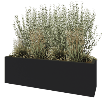 Fibreglass planter - Rectangle - 200 x 50 x 60 cm - RAL7021 matt (black grey) - With bottom