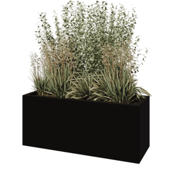 Fibreglass planter - Rectangle - 120 x 40 x 50 cm - RAL9005 matt (black) - With bottom