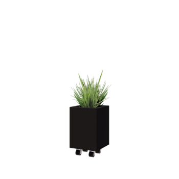 Steel planter - Square - 30 x 30 x 40 cm - RAL9005 matt (black) - With bottom plate - With wheels