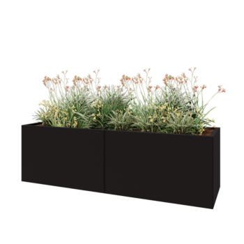 Steel planter XXL - Rectangle - 200 x 60 x 60 cm - RAL9005 matt (black) - Without bottom plate