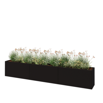 Steel planter XXL - Rectangle - 360 x 40 x 60 cm - RAL9005 matt (black) - Without bottom plate