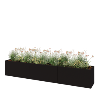 Steel planter XXL - Rectangle - 360 x 50 x 60 cm - RAL9005 matt (black) - Without bottom plate