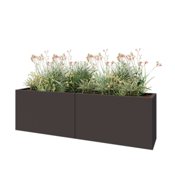 Steel planter XXL - Rectangle - 200 x 40 x 60 cm - RAL7016 matt (anthracite grey) - With bottom plate