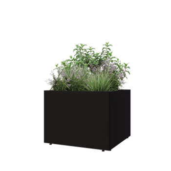 Steel planter - Square - 80 x 80 x 60 cm - RAL9005 matt (black) - With bottom plate - With legs