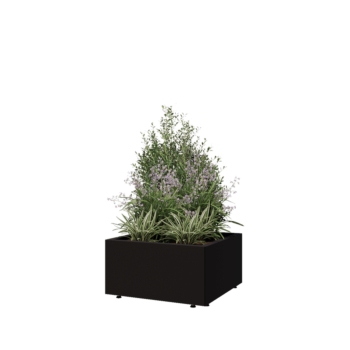 Steel planter - Square - 60 x 60 x 30 cm - RAL9005 matt (black) - With bottom plate - With legs