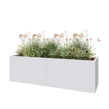 Steel planter XXL - Rectangle - 200 x 60 x 60 cm - RAL9005 matt (white) - With bottom plate