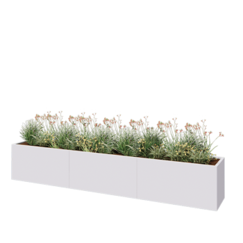 Steel planter XXL - Rectangle - 360 x 50 x 60 cm - RAL9005 matt (white) - Without bottom plate